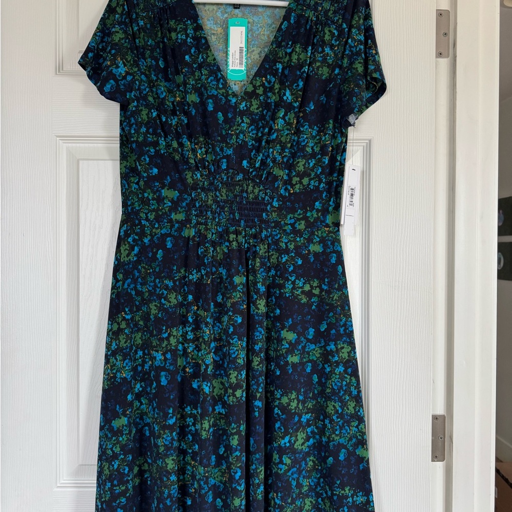 Floral Blue and Green Dress